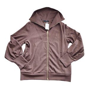 EFAN Sweatshirts for Women Size M Half Neck Zip Up Brown Polyester Blend NEW